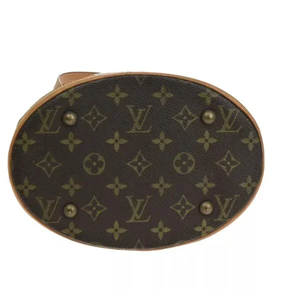 LOUIS VUITTON BUCKET PM Shoulder Tote Bag Monogram Leather Brown
